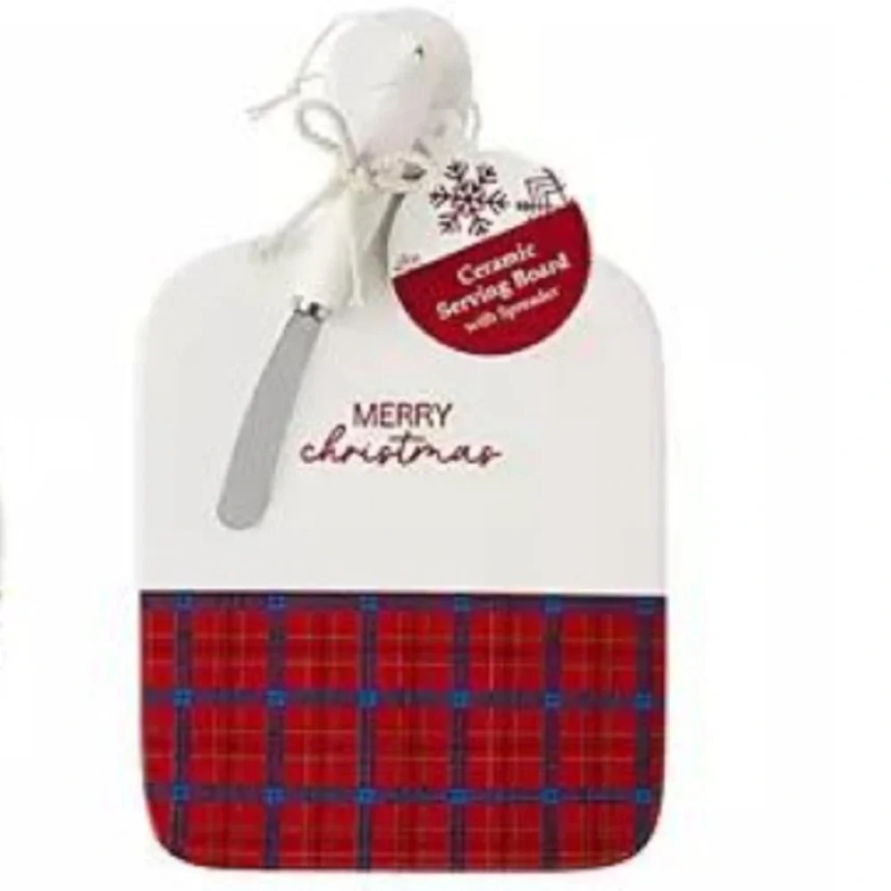 3 for $15 SALE Holiday Ceramic “Merry Christmas” Serving Board with Spreader